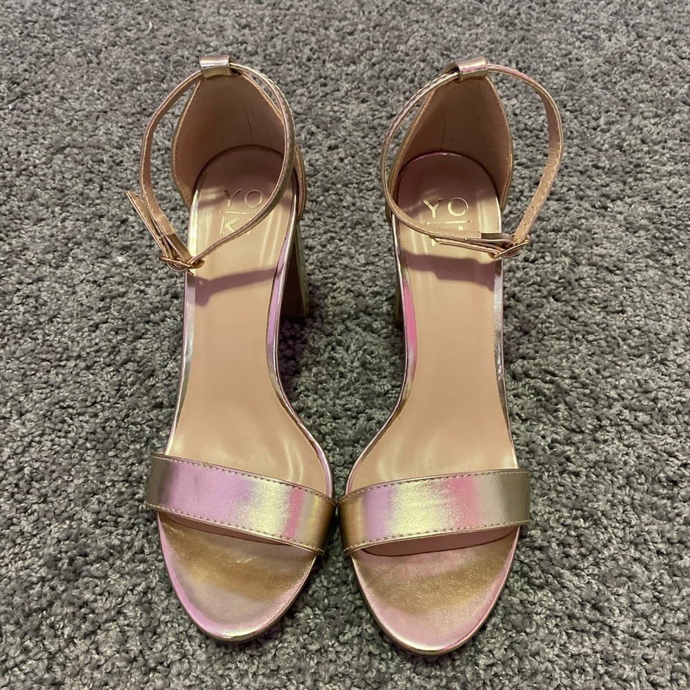 Fashion Nova Gold and Pink Heels